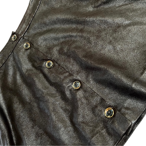 Micheal Kors Suede “Look” Chocolate Brown Skirt Front Buttons Lightweight Lined - Picture 4 of 9